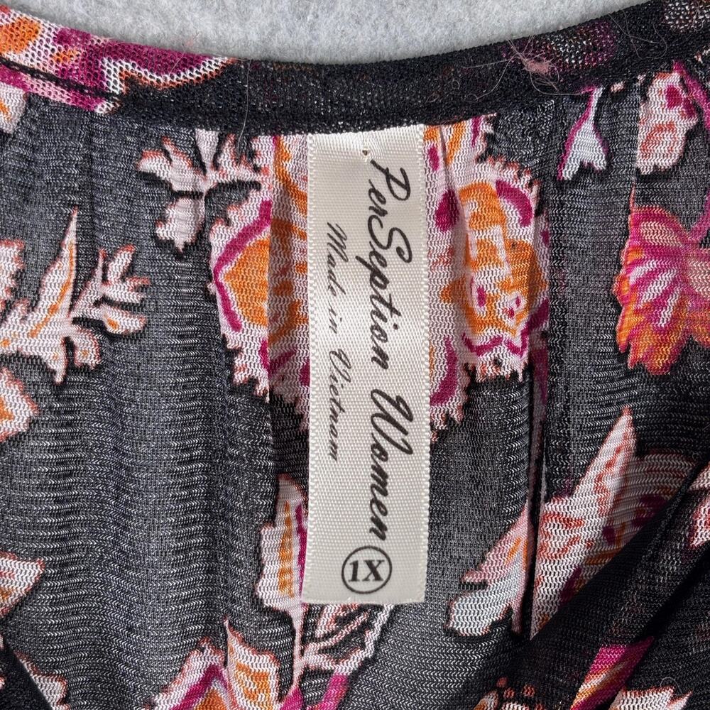 PerSeption Sheer Top 1X Pink‎ Orange Paisley Mesh Romantic Feminine Dark Boho - Picture 5 of 10